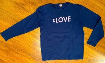Tmavomodrá mikina LOVE veľ. na 13-14 rokov, nová