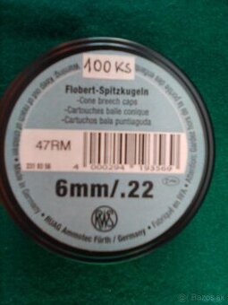 Nemecké flobertkové náboje RWS 6mm, 100 ks- špicaté