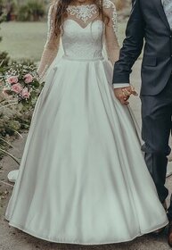 Svadobné saténové šaty, veľkosť 32-36