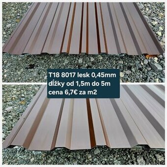 TOP CENA Trapézový plech T18 0,45 mm RAL 8017 hnedý
