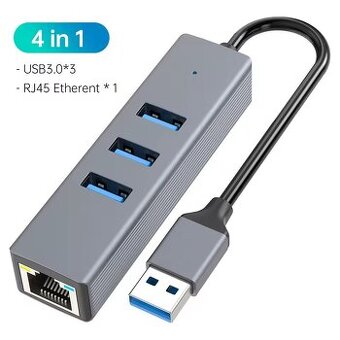 3x USB 3.1 HUB s Ethernetom 1Gb/s + spätná kompatibilita USB