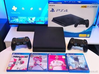 PS4 PLAYSTATION 4 SLIM + 2X OVLADAC + HRY