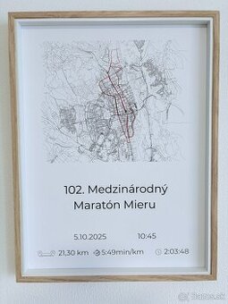 Originálny darček pre bežcov - obraz z GPS mapy