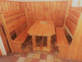 Drevený set sada nábytok stôl + 2 drevené lavice