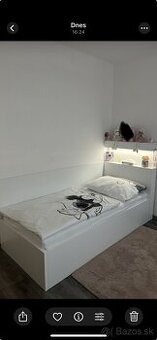Posteľ s osvetlením biela pevná 90x200 - 1
