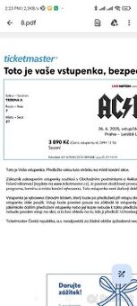 ACDC koncert Lístky