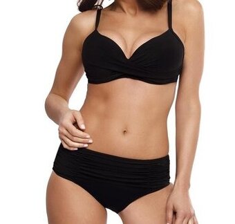 Vystužené čierne plavky pre plnoštíhle 2XL-5XL