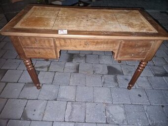 15 - Predám štýlový písací stôl s koženou pracovnou doskou