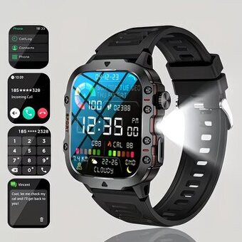 Odolné dotykové smart hodinky - 1,81" displej - Volanie, sm