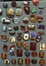 staré smaltované ruské odznaky - CCCP, Lenin a iné