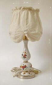 retro lampa stojan: porcelán a kov, vrch: látka