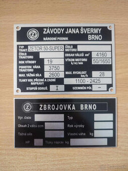 výrobný štítok zetor 25 a super 50