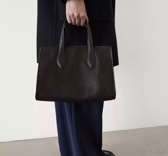 Massimo Dutti Icon kabelka na nákupy z nappa kože v strednej