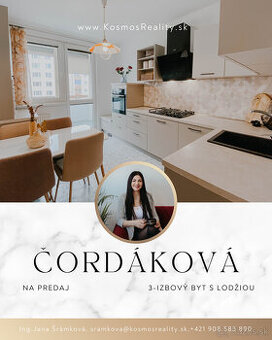 3izbový byt, lodžia, Čordákova-KVP, Košice
