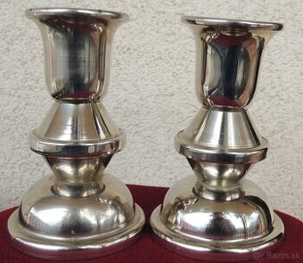 Párové svietniky kovové postriebrené Art Deco