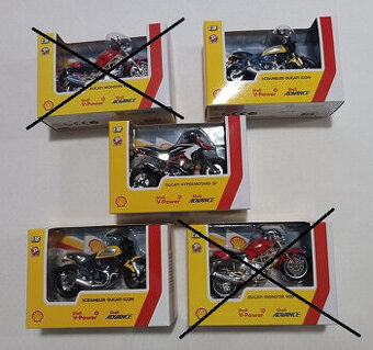 3 modely motoriek Ducati z edície Shell  V-Power, motorky