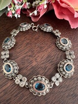 Starozitny naramok striebro a 18k zlato