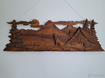 drevený reliéf – krajinka