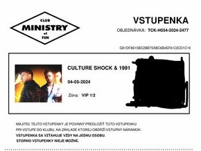 2x VIP vstupenka Culture Shock 4.5. @ Ministry of Fun