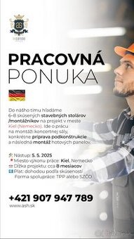 Hľadáme stavebných stolárov / montážnikov do Nemecka (Kiel)