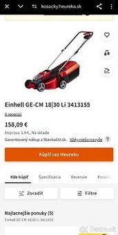 Nová len odskúšana baterková kosačka Einhell