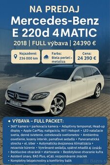 Mercedes-Benz E 220d 4MATIC | 2018 | FULL výbava