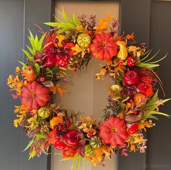 Jesenný veniec dekorácia na dvere 35cm Venček J2