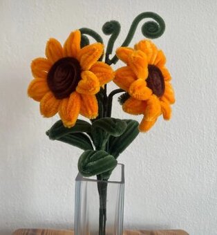 Plyšové kytice, ručne robené