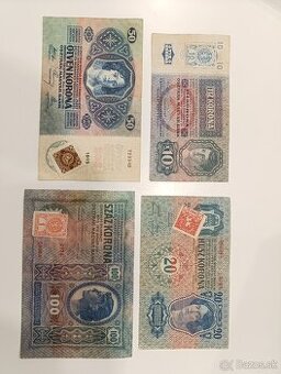 Bankovky 1 ČSR kolkovane