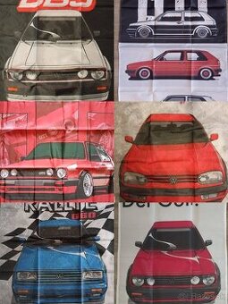 VW Golf 1,2,3 GTI, G60,BBS, Scirocco vlajka