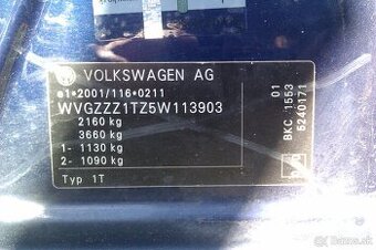 Predam Vw touran v celku na nahradne diely