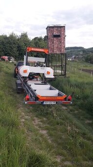 Porez guľatiny - mobilná pásová píla / mobilný gater