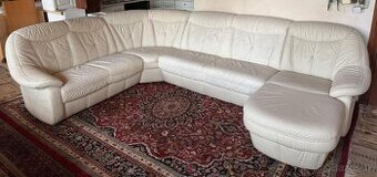 Světlá kožená sedačka do Účka, 4979