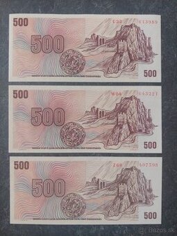 3x 500 Kčs 1973, stav N (UNC)