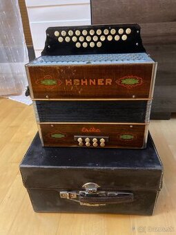 Heligonka Hohner Erika CF drevo + kufor