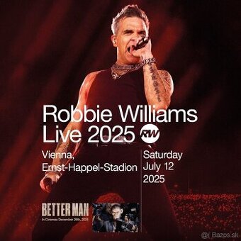 Predám 2 lístky na Robbieho Williamsa vo Viedni