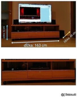 TV stolík 163 cm dĺžka, na kolečkách