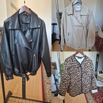 Čierna koženka oversize,béžová S-M a leopardia bombera UNI