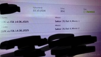Predám vstupenky na ME 21 SVK - ITA, Trnava 14.6.2025