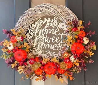 Jesenný veniec na dvere 38cm dekorácia s nápisom venček J7