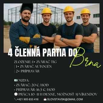 Práca ČR - Zvárači + prípravári  nástup od 18.11.2025