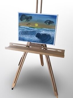 Ručne maľovaný obraz – Morská vlna, západ slnka (akryl, plát