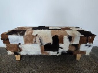 Luxusný veľký taburet z hovädzej kože exkluzív tricolor