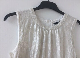 H&M nádherne čipkové krémovo- strieborné šaty, veľkosť 40
