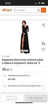 Elegantné čierne maxi šaty s čipkou – veľ. S (nové)
