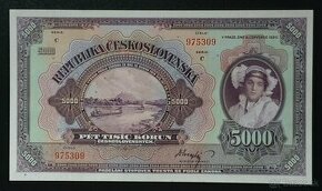 5000 Kč 1920 NEPERFOROVANÁ unikátna zachovalosť UNC RRR