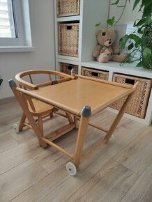 Detská drevená jedálenská stolička