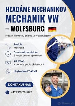 Hľadame Mechanikov VW Wolfsburg Nemecko