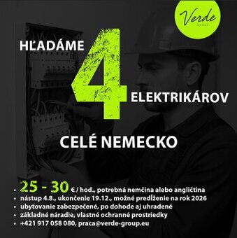 Elektrikár - Nemecko 25-30€/h