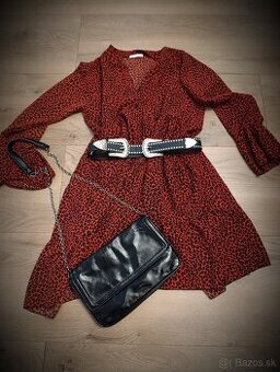 Kratke leopardie cervene cierne mini saty